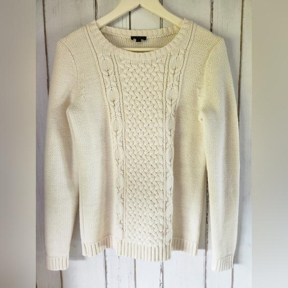 Talbots Cotton blend Sz S Cable Knit Ivory Color Very Good Condition - Picture 1 of 10